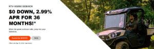 Read more about the article RTV-XG850 SIDEKICK – $0 Down, 2.99% APR for 36 Months!* – Utility Vehicles