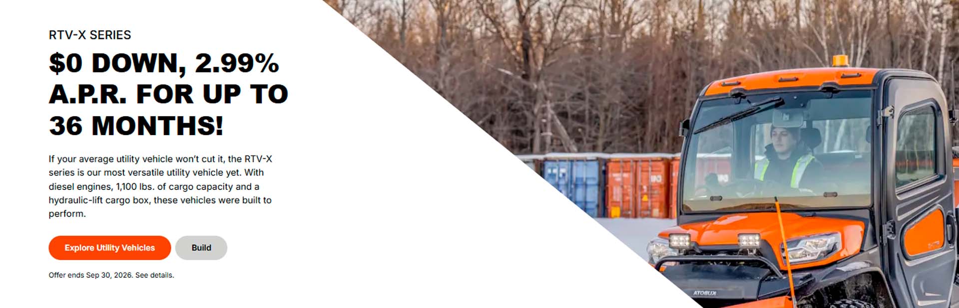 Read more about the article RTV-X SERIES – $0 Down, 2.99% A.P.R. for up to 36 Months! – Utility Vehicles